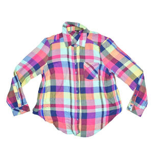 Torrid Women's Plus Size 0 Multi-Color Plaid Flannel Button Down Shirt